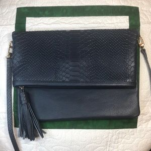 GiGi New York Navy Blue Fold Over Crossbody